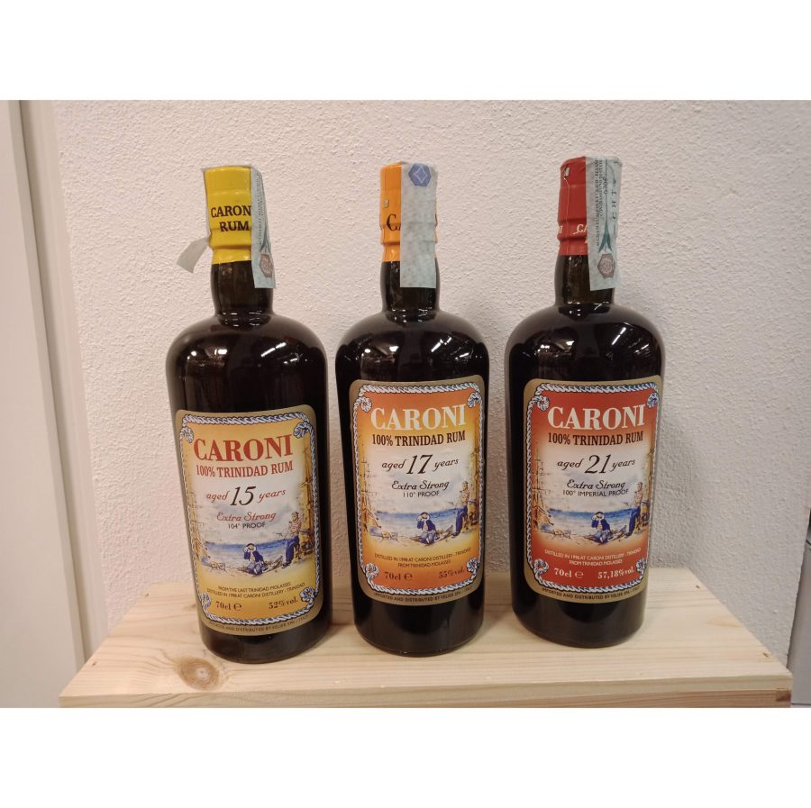 Tris Caroni Rum 15 - 17 - 21 Years the  ( 15 y no box )